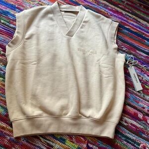 Essentials Men's V-Neck Sweater Vest in Cream